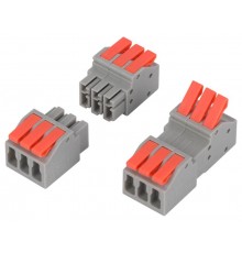 Клемма  NO-225-404 проходная разъёмная 222-2413R с рычагами 3 полюса 0.08-2.5/4 мм2 (упаковка 10 шт.)  Б0067948  ЭРА