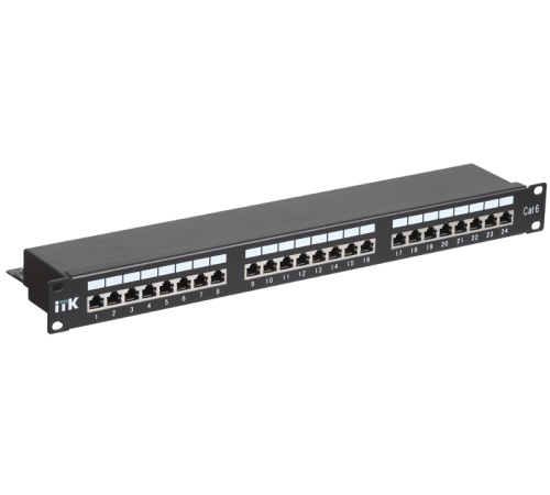 1U патч-панель кат.6 STP, 24 порта (Dual), с кабельным органайзером  PP24-1UC6S-D05  ITK