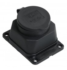 Розетка каучуковая с защитной крышкой настенная ОМЕГА IP44 РБ13-1-0м  PKR11-016-2-K02  IEK