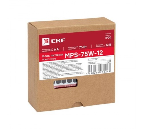 Блок питания 12В MPS-75W-12 Proxima  mps-75w-12  EKF