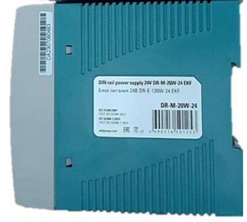Блок питания на дин рейку 20Вт,Uвх ~ 220 В AC m, Uвых - 24 В DC постоянного тока DR-M-20W-24 EKF
