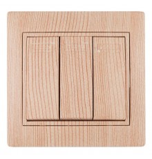 1-106-11 Intro Выключатель тройной, 10А-250В, IP20, СУ, Plano, сосна  Б0030053  Intro