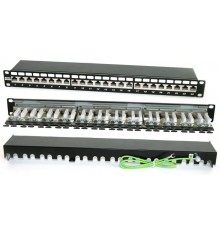 Патч-панель PP2-19-24-8P8C-C6A-SH-110D 19", 1U, 24 порта RJ-45 полн. экран., категория 6A, Dual IDC  48584  Hyperline