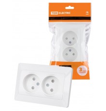 Розетка двойная 2П с защ. шт. 10А 250В белая "Ильмень"  SQ1823-0015  TDM