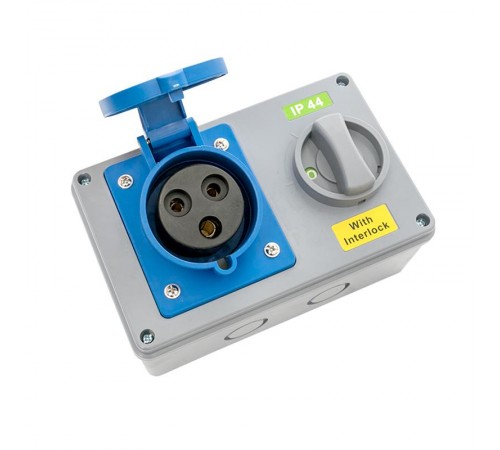 Розетка с блокировкой и выключателем 1423 2Р+РЕ 32А 220В IP44 EKF  ps-1423-32-220  EKF