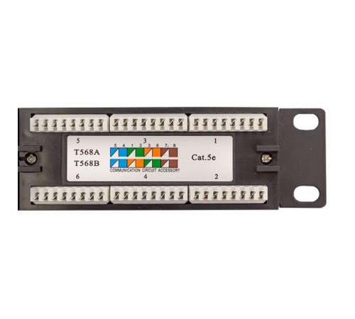 Патч-панель TERACOM 19'' Cat.5E 1U неэкранированная UTP 24 порта RJ-45 110 IDC  TRC-PPNL-5EUTP-1U24  EKF