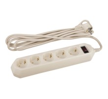 Сетевой фильтр USF-5es-5m-I   (сл.кость) с заземл, 3x0,75мм2, с выкл, 5гн, 5м (20/500) Б0019739  ЭРА