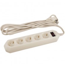 Сетевой фильтр USF-5es-5m-I   (сл.кость) с заземл, 3x0,75мм2, с выкл, 5гн, 5м (20/500) Б0019739  ЭРА