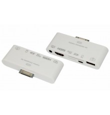 AV адаптер 6 в 1 для iPhone 4/4S на HDMI, USB, microSD, SD, 3.5 мм, microUSB  40-0103  REXANT
