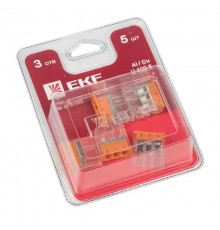 Строительно-монтажная клемма СМК 2273-243 (с пастой) 3 отверстия 0,5-2.5 мм2 блистер (5шт.) PROxima  plc-smk-2273-243b  EKF