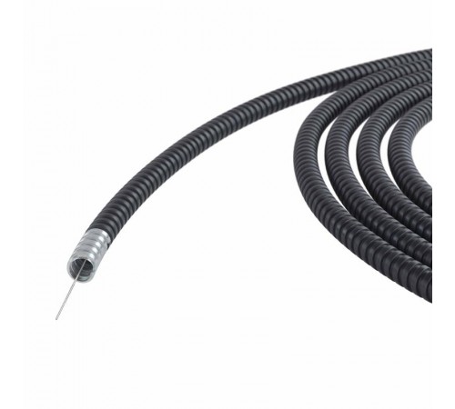 Металлорукав DN 12мм в герметичной ПВХ изоляции, Dвн 12,0 мм, Dнар 16,0, с протяжкой, 100 м, цвет чёрный  6071R-012N100P  DKC