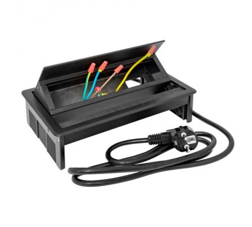 Встраиваемый настольный розеточный блок выдвижной, 8 модулей, черный, C-Line  cl-vnbv-8-b  EKF