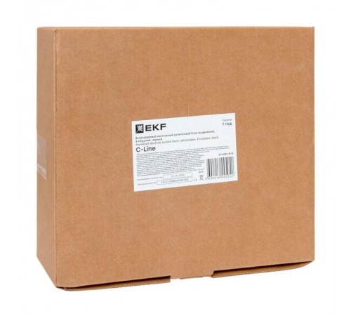 Встраиваемый настольный розеточный блок выдвижной, 8 модулей, черный, C-Line  cl-vnbv-8-b  EKF