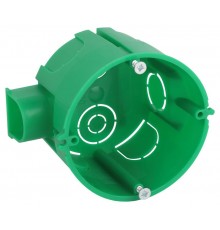 Коробка установочная  KUTS1-68-45-green зеленая 68х45мм для твердых стен с саморезами, один стыковочный узел IP20 KUTS1-68-45-green  Б0061164  ЭРА