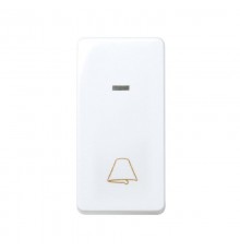 Simon 27 Выключатель 1-кл кнопочный с подсветкой, с пиктограммой "звонок", узкий модуль, 10А 250В, S  27160-64  Simon