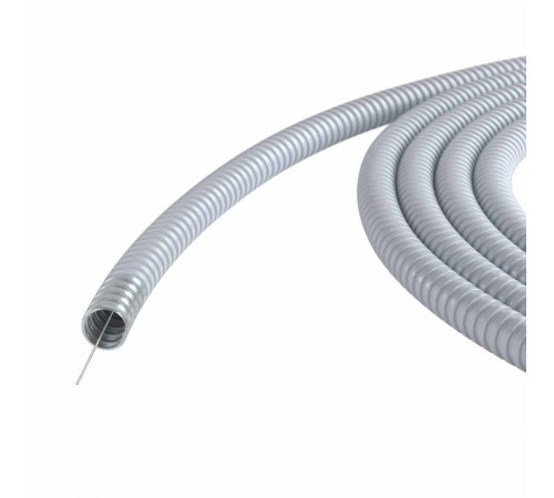 Металлорукав DN 15мм в герметичной ПВХ изоляции, Dвн 15,5 мм, Dнар 19,5, с протяжкой, 50 м, цвет серый  6071R-015P  DKC