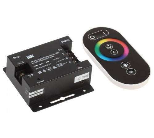 Контроллер с ПДУ радио (черный) RGB 3 канала 216Вт 12В 6А  LSC1-RGB-216-RF-20-12-B  IEK