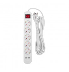 Удлинитель STANDARD 5 гнезд, 5м, 3х1,0мм, с/з, с выключателем, 2 USB, белый  13-4036  REXANT
