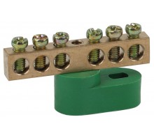 Шина PE "земля" на одном угловом изоляторе ШНИ-6х9-6-У1-Зеленый (10/250/20000) NO-222-102-1  Б0044151  ЭРА