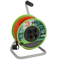 Удлинитель силовой  RP-4e-3x1.5-40m на пластиковой катушке c заземлением 4 розетки 40м ПВС 3х1,5мм2   Б0056103  ЭРА