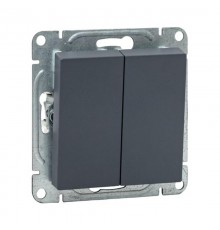 Механизм выключателя, двухклавишный, кнопочный, графит Эпика  UP1-SWG-23 EKF