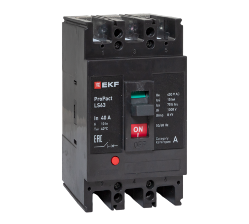 Выключатель автоматический LS63 15кА 3P 40А ProPact  mccb-63-15-3-40-ls  EKF