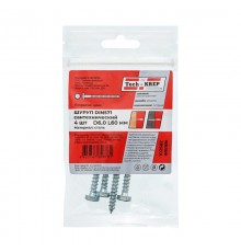 Болт DIN 571 сантехнический оцинк 6х60 (4 шт) - пакет ( 0,045 кг)  102582  Tech-KREP