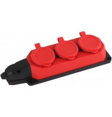 K-3e-RED-IP44 ЭРА Колодка каучуковая с/з 3гн 16A IP44 красная  Б0044552  ЭРА