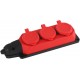 K-3e-RED-IP44 ЭРА Колодка каучуковая с/з 3гн 16A IP44 красная  Б0044552  ЭРА