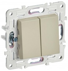 SKANDY Выключатель 2-клавишный 10А SK-V04B бежевый  SK-V20-0-10-K10  IEK