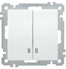 BOLERO белый Выключатель 2-клавишный с индикацией 10А ВС10-2-1-Б  EVB21-K01-10-1  IEK