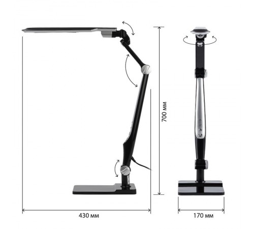 Cветильник настольный ЭРА NLED-497-12W-BK светодиодный на струбцине и с основанием черный  Б0052771  ЭРА