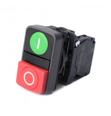 Кнопка двойн SB5 в сборе модуль 22мм зел "I"+красн выступ "O" пластик 1НО+1НЗ  SB5AL73415  SE