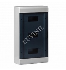 Щиток тусо о/п на 36 мод. с двер. 520х303х117,5мм  (серый с прозрачной дверцей)  68036СП  Рувинил