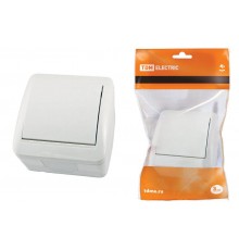 Выключатель 1-кл. открытой установки IP44 10А белый "Селигер"  SQ1818-0001  TDM