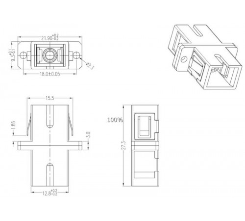 Адаптер проходной оптический FA-P11Z-SC/SC-N/BK-BG SC-SC, MM, simplex, корпус пластиковый, бежевый, черные колпачки  242826  Hyperline