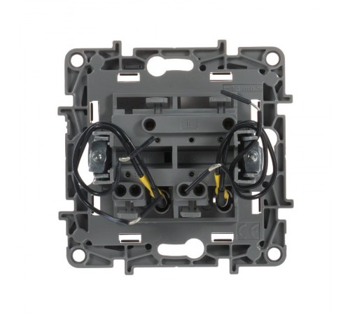 Etika Антрацит Выключатель 2-клавишный с подсветкой/индикацией, автозажимные клеммы, 10 AX, 250 В  672604  Legrand