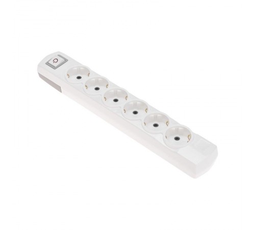 Колодка PREMIUM 6 гнезд, с/з, с выключателем, белый  13-4404  REXANT