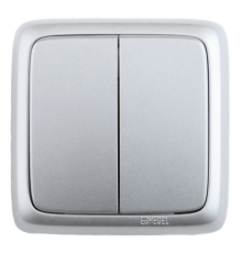 Выключатель открытой установки, двухклавишный, цвет серебро  ВА10-151-06  HEGEL