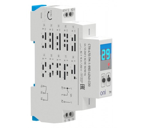 Реле времени многофункц. TM дисп. 1 конт. 12-240В AC/DC  CTR-470-TM-1-99D-U240-CD0  ONI