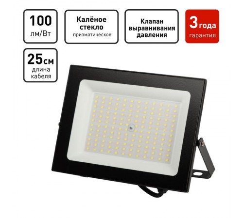 Прожектор светодиодный уличный  PRO LPR-062-0-65K-100 100Вт 10000лм 6500К IP65 призма   Б0064701  ЭРА