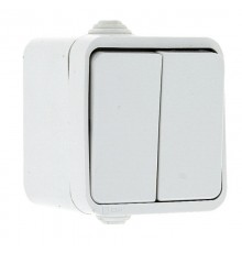 Прага Выключатель 2-клавишный 10А IP44 белый EKF  EKV10-023-10-44  EKF