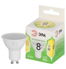Лампа светодиодная  GREEN LINE LED MR16-8W-830-GU10 GL GU10 8 Вт софит теплый свет  Б0067081  ЭРА