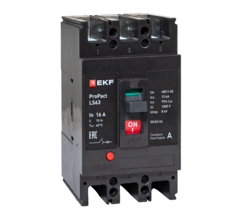 Выключатель автоматический LS63 15кА 3P 16А ProPact  mccb-63-15-3-16-ls  EKF