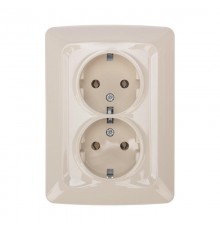 DEA Розетка 2-ая керамика с/з с/у 16А Беж  KR-78-0250  Kranz