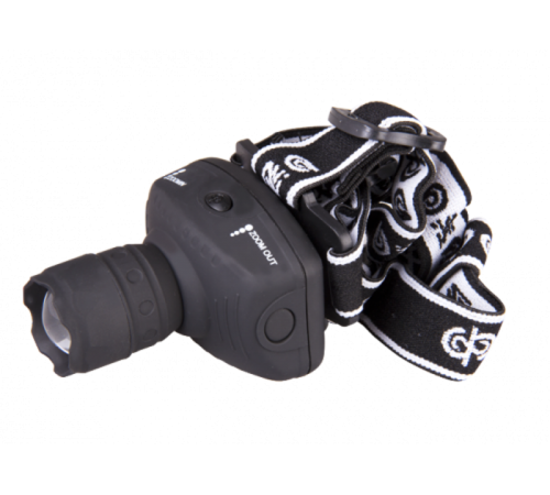 Фонарь налобный H2-L1WZ-3AAA-bk (1W LED, zoom) черный  2851437  ФАZА