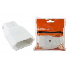 Кабельная розетка 2П 10А 250B (под евровилку CEE 7/16) с з/ш угловой вывод кабеля белая  SQ1806-0092  TDM