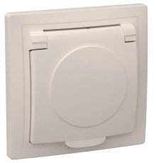 КВАРТА Кремовый Розетка 1-местная с заземлением с крышкой 16А РСб10-3-ККм  ERK15-K33-16-DM  GENERICA