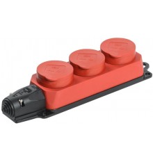 Колодка каучуковая с/з 3 гн ОМЕГА IP44 красная РБ33-1-0м  PKR61-016-2-K04  IEK