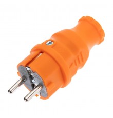 Вилка прямая влагозащищенная, c/з, 16 А, IP44, каучук оранжевая  111-015  REXANT